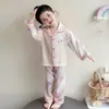 Pijama para Niña Primavera y Otoño Seda de Hielo Delgado Manga Larga 2026 Nuevo Conjunto de Ropa para el Hogar para Niños Verano Niñas Bebé