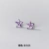 Pendientes de botón de flor de cinco pétalos con diamantes color plata de ley s925 estilo ins flor de piedra ojo de caballo forma de ciruela pendientes multicolor M03348