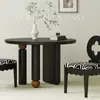 Mesa de Jantar Vintage de Madeira Maciça Estilo Francês para Lares Pequenos, Mesa de Jantar Redonda Retrô, Escrivaninha de Sala de Estar, Mesa de Centro, Mesa de Exposição