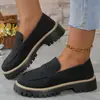 2025 Novos Mocassins Primavera e Outono Tamanho Grande Casuais Foscos Estilo Britânico Sapatos Femininos Salto Grosso Solado Grosso Exportação Estilo Retrô