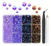 Venta al por mayor transfronteriza de juego de rhinestones de resina de fondo plano de 40 colores surtidos, rhinestones de resina para arte de uñas, accesorios DIY