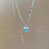 Alas de los Sueños~Collar de Lazo Azul para Mujer, Cadena de Clavícula de Alta Gama Primavera/Verano, Nuevo Accesorio de Nicho 2026
