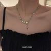 Moda nueva todo a juego acero de titanio no se decolora collar diseño nicho Piedra de Luna dulce fresca cadena de clavícula estilo frío collar