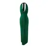 Comércio Exterior Europeu e Americano Roupas Femininas, Sexy e Elegante Decote V Alça de Amarrar Design Slim-Fit Franzido Vestido de Nicho Atacado