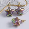 Pulseira com Pingente Estrela de Cinco Pontas Nuvem Banho de Ouro Real Beleza de Gelo Chaveiro Corrente para Celular Material de Acessórios DIY Atacado