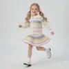 Conjunto de Dos Piezas para Niñas de Estilo Universitario Nuevo Otoño e Invierno: Cárdigan de Punto con Cuello Solapa de Algodón y Falda