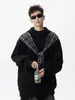 Xale Xadrez Moletom Falso de Duas Peças para Homens e Mulheres 2025 Primavera e Outono Nova Marca de Moda Solto Casual Pesado com Capuz