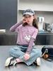 Camiseta Falsa de Dos Piezas para Niñas Estilo Occidental Popular en Internet Top Corto Camisa Base Interior para Niños Grandes Nuevo Estilo Primavera 2025