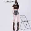 Shorts Jeans Retrô Americano para Mulheres Verão 2025 Tendência Versátil Novo Cintura Alta Justo Linha A Hot Pants