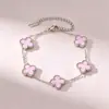 Pulsera popular de trébol de cuatro hojas de 13 mm exquisitamente elaborada, pulsera de cinco flores de nácar de doble cara de 18 quilates para mujer, nueva versión con un toque de alta gama