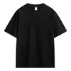 Camiseta holgada de manga corta de algodón peinado puro de 230 g para hombre, con hombros descubiertos, color blanco puro, estilo americano, de manga corta pesada.