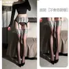 Nuevas Medias Sexys de Chica Caliente Qianai con Estampado de Leopardo, Abertura en la Pierna, Abiertas Sin Quitarse, Estampado de Leopardo, Seda Negra, Populares A276