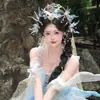 Nuevos Pendientes Colgantes de Oreja Tocados Antiguos Hanfu Sesión de Fotos Retrato Joyería para el Cabello de Jiaoren Corona para el Cabello de Sirena Alienígena