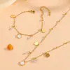 Aço Titânio Novo Versátil Flor de Cinco Pétalas Aço Inoxidável Colar Pulseira Tendência Alto Padrão Flor de Cinco Folhas Concha Conjunto Feminino