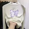 Camisa Base Feminina de Veludo Manga Longa Outono e Inverno Nova Infantil Meia-Gola Quente e Estilosa Camiseta Interna Dupla Face