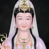 Estatua del Bodhisattva Guanyin de Miao Shan para Adoración, Imitación de Jade Blanco, Bodhisattva Guanyin del Mar del Sur para Uso Doméstico, Sentado sobre Loto, Estatua de Compasión y Sabiduría
