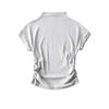 Primavera 2023 Deseo Puro Chicas Calientes Cuello Medio Alto Plisado Camiseta de Manga Corta para Mujer ins Top Ajustado Elástico que Moldea la Figura