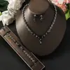 Colar, Pulseira, Brincos de Flores de Clavícula Nupciais de Luxo Mais Vendidos, Conjunto de Joias, Acessórios para Vestido de Noite de Banquete para Mulheres
