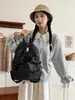 Mochila Retrô com Bolinhas Pequenas e Grande Capacidade com Alças de Ombro Alargadas e Redutoras de Pressão, Versátil e Leve para Viagem, Bolsa Escolar de Lona para Estudante