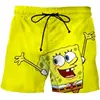 Shorts Bob Esponja estampa digital 3D shorts de verão calça de praia unissex casual e-commerce transfronteiriço 202626