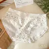 Pantaletas Antibacterianas de 10A para Mujer, Estilo Coreano Floral de Algodón Puro Amigable con la Piel, Cómodas, Transpirables, de Cintura Media, que se Ajustan a la Cadera, Calzones para Estudiante