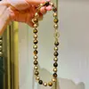Collar de Cadena para Clavícula de 10 mm Estilo Maillard Otoño e Invierno Piedra Ojo de Tigre Natural Fina Perla de Imitación Autenticidad Garantizada y Reinspección