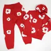 Conjunto de Moletom com Capuz Estampado em Espuma de Marca Americana Tendência High Street para Homem, Moda Versátil Casual