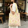 Bolso de Lona Estampado de Nicho Coreano, Bolso Tote de Gran Capacidad para Estudiantes, Bolso de Hombro Fresco y Versátil, Bolso de Compras Ligero