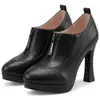 Zapatos de Tacón Grueso para Mujer de Comercio Exterior Transfronterizo 2026, Tallas 33-50, Tallas Grandes Impermeables con Plataforma y Tacón Alto, con Cremallera Lateral, Zapatos Profesionales para Mujer