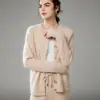 Suéter Cardigan de Punto para Mujer Otoño/Invierno 2026 Cuello Redondo Holgado Adelgazante Juvenil Versátil Cachemira