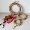 Esterilla Aislante de Yute Tejida a Mano Decoración del Hogar Estilo Japonés Posavasos Redondo de Madera Maciza y Yute Modelo Transfronterizo Venta al por Mayor de Fábrica en Stock
