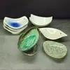 Plato Creativo Estilo Japonés de Cerámica con Esmalte de Color Esmalte Craquelado con Base Hoja de Sauce Plato Sabor Mostaza Plato Frío Aperitivo Plato Pequeño