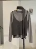 Conjunto de dos piezas KEKEZOON, top de punto de cuello redondo, manga larga hasta el hombro, con camisola debajo, y un lazo 9174