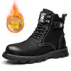 Botas Martin de cuero para hombre, Botas de trabajo retro estilo campus americano, Botas altas para hombre, Forradas de felpa para abrigar, Botas de nieve