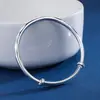 Pulseira Empurra-Puxa Xingcheng Prata Pura 999 "Sempre ao Seu Lado" Presente de Feriado Design de Nicho Simples Versátil Moda