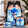 Mochila de Desenho Animado do Sonic the Hedgehog para Alunos do Ensino Fundamental e Médio, Leve, Respirável, Mochila Escolar Fofa para Meninos e Meninas