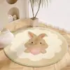 Tapete Redondo de Desenho Animado Imitação de Caxemira Quarto Infantil Tapete de Cabeceira Tapete para Cadeira de Computador Sala de Estudo Área de Leitura Tapete Refrescante para os Pés