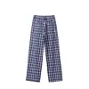 Yidao Roupas Vintage 2026 Outono Novo Calça Casual Vintage Xadrez para Homens e Mulheres, Solta, Relaxada, Perna Larga, Perna Reta, Calça Comprida