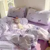 Conjunto de Cama de Algodão Lavado Cloud-Sense Classe A Quatro Peças Capa de Edredom Floral Pequeno Lençóis Colcha Conjunto de Três Peças para Dormitório Universitário