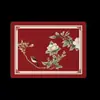 Nuevo mantel de estilo chino con patrón floral rojo y de pájaros, mantel para mesa de comedor de hotel, resistente al calor, anti-quemaduras, impermeable, lavable, de PVC