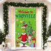 Cubierta de puerta del Grinch Navideño transfronteriza, decoración de puerta principal, colgante de puerta exterior para fiesta navideña, bandera feliz de monstruo navideño