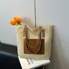 Bolso de paja calado estilo vacacional transfronterizo para mujer, bolso tote de gran capacidad para viajes de verano, adecuado para el trabajo y los desplazamientos, bolso de mano al hombro