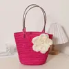 Venta al por mayor de fábrica 5 colores versión coreana de bolsa de paja con flores bolsa portátil para mujer bolsa de paja pequeña fresca bolsa tejida bolsa de playa para vacaciones