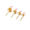 Brincos de Aço Inoxidável Banhado a Ouro 18K com Argolas e Agulha Soldada, Contas Redondas de 3-6mm, Acessórios para Brincos Personalizados DIY, Atacado Transfronteiriço