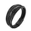 Pulseira de couro masculina vintage popular tecida à mão transfronteiriça simples I fecho magnético de aço inoxidável pulseira de casal