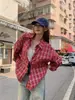 Fotos Reales de la Nueva Camisa de Cuadros Versátil de Manga Larga Holgada Estilo Coreano Inspirada en Ins para Mujer