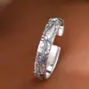 Pulsera Rey Ciervo Dorado Plata 999 al por mayor Estilo Étnico Retro Pulsera Abierta para Dama Loto Pez Dorado Pulsera de Plata