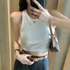 H346 Camisola Branca Roupa Íntima Feminina Nova Verão Roupa Externa Sem Mangas Camiseta Básica para Cobrir os Seios e Evitar Exposição Top