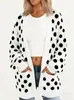 Nuevo cárdigan fino largo de comercio exterior transfronterizo con bolsillos, abrigo suéter de moda estampado para otoño e invierno, personalizado, casual para mujer