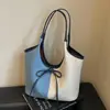 Bolso de Mujer Patchwork Bicolor 2026 Nueva Moda de Verano Bolso de Hombro de Mezclilla Bolso Tote de Gran Capacidad para el Trabajo